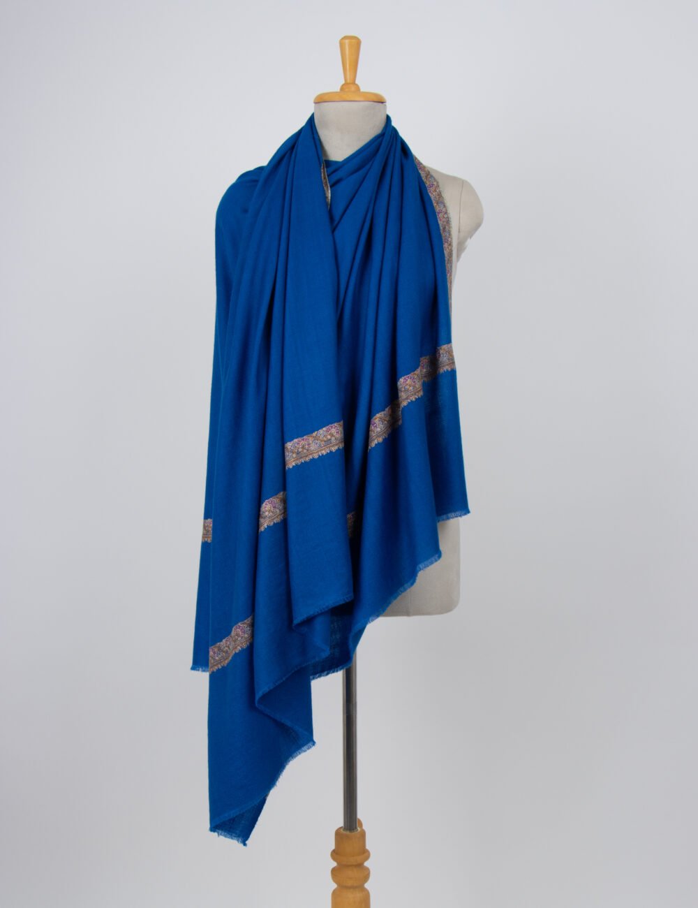 Blue Pashmina Hashidar Shawl - Kashmiri Border Wrap