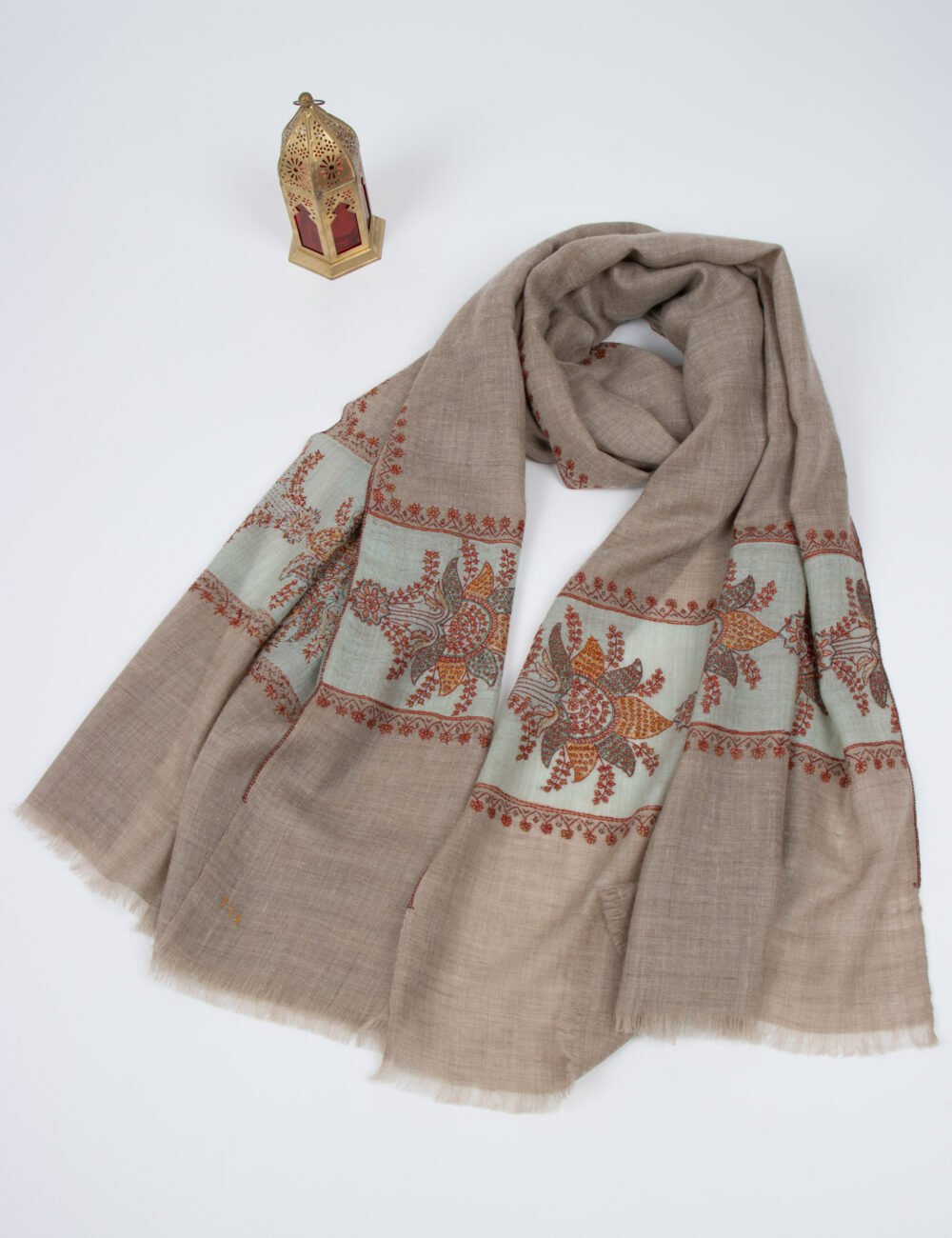 Classic Beige Pashmina Wrap - Handwoven Cashmere Shawl