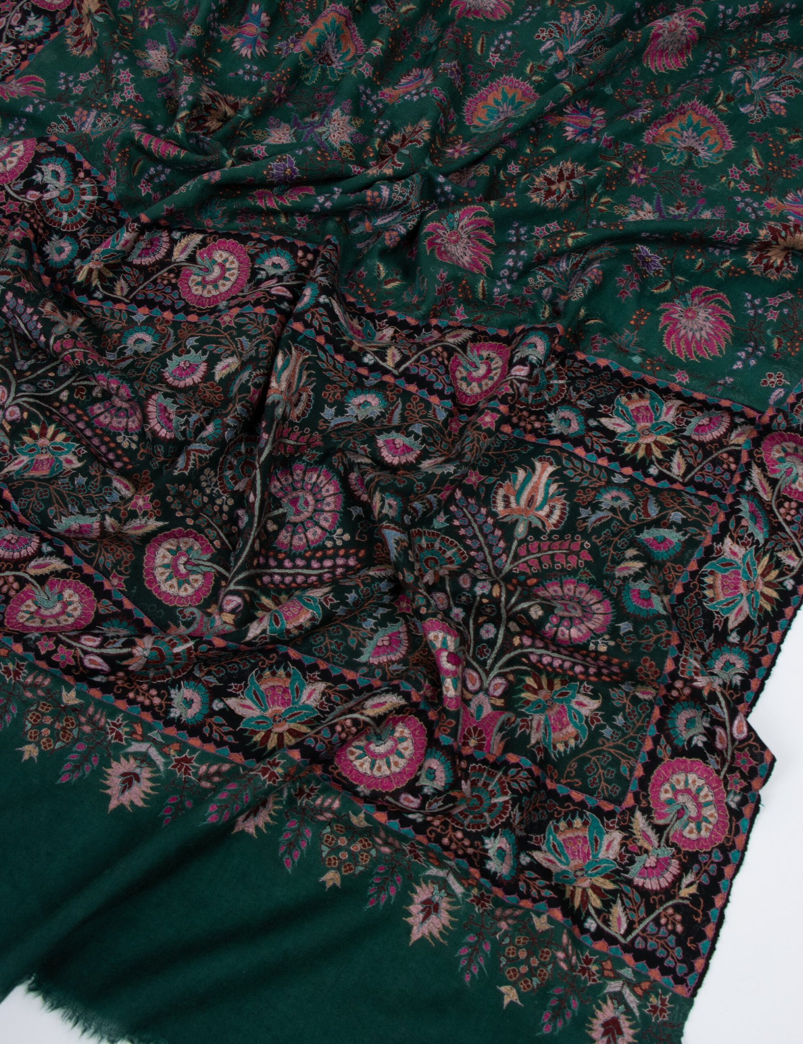 Royal Green Handmade Jamavar Pashmina Shawl