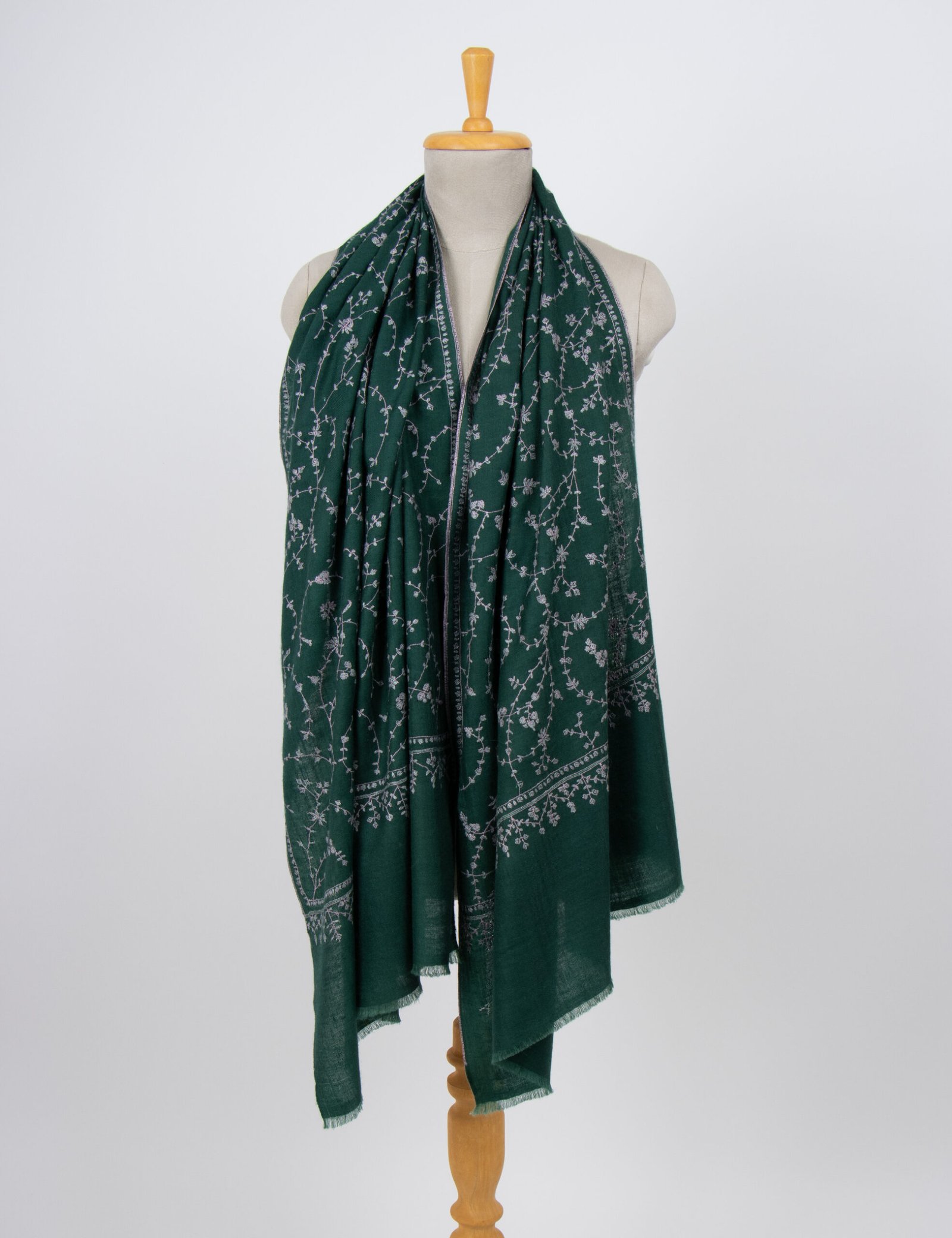 Green Hand Embroidered Kashmir Pashmina Shawl