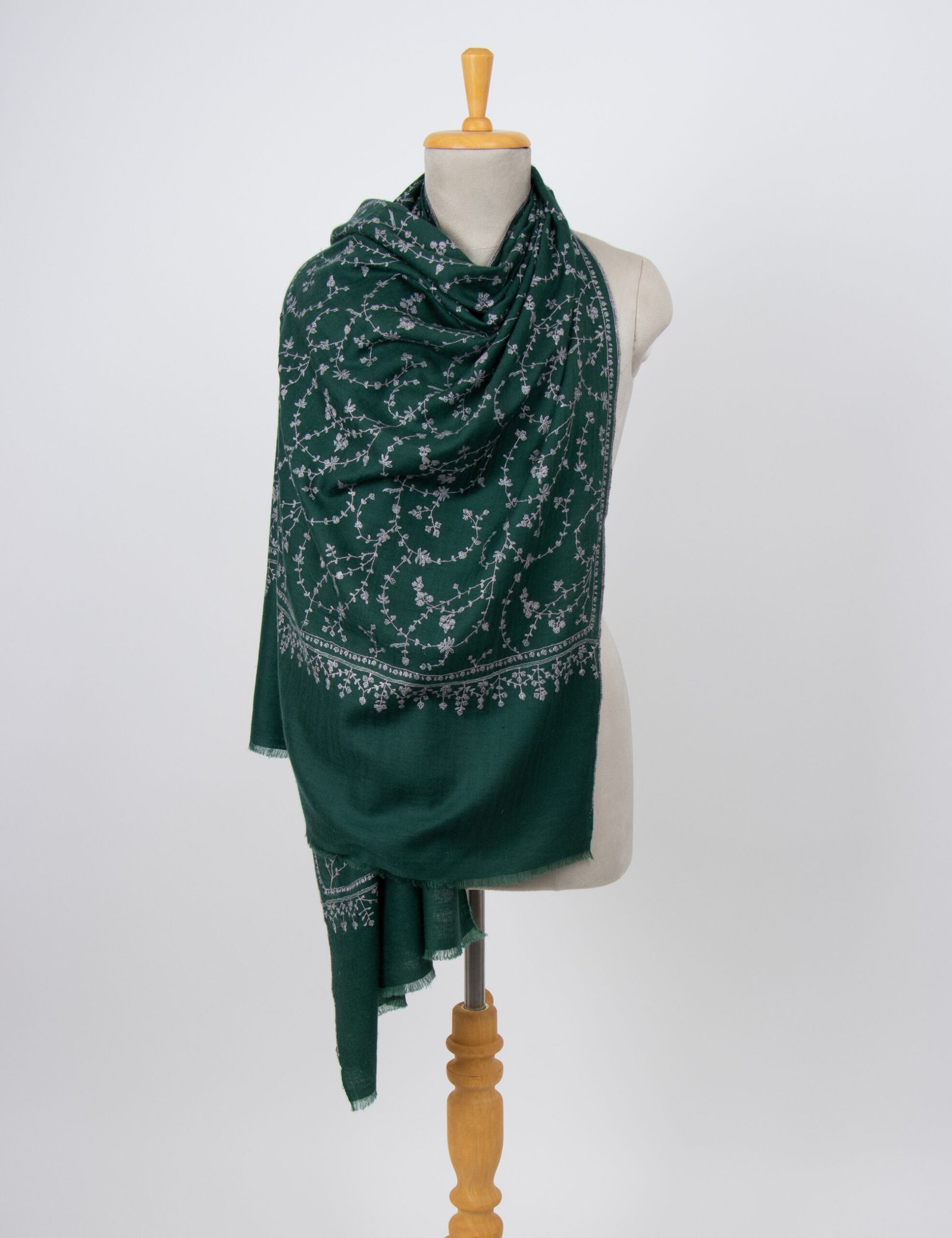 Green Hand Embroidered Kashmir Pashmina Shawl