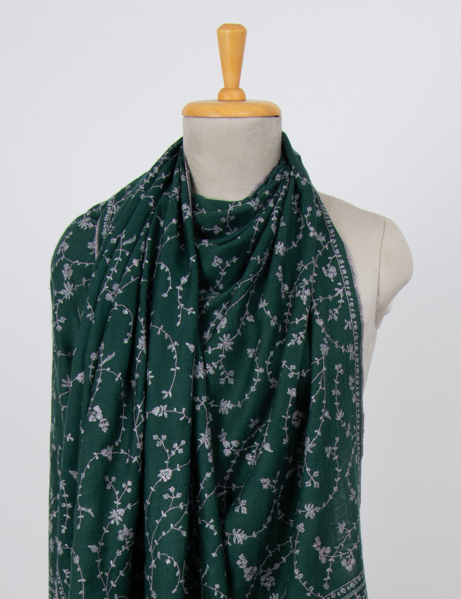 Green Hand Embroidered Kashmir Pashmina Shawl