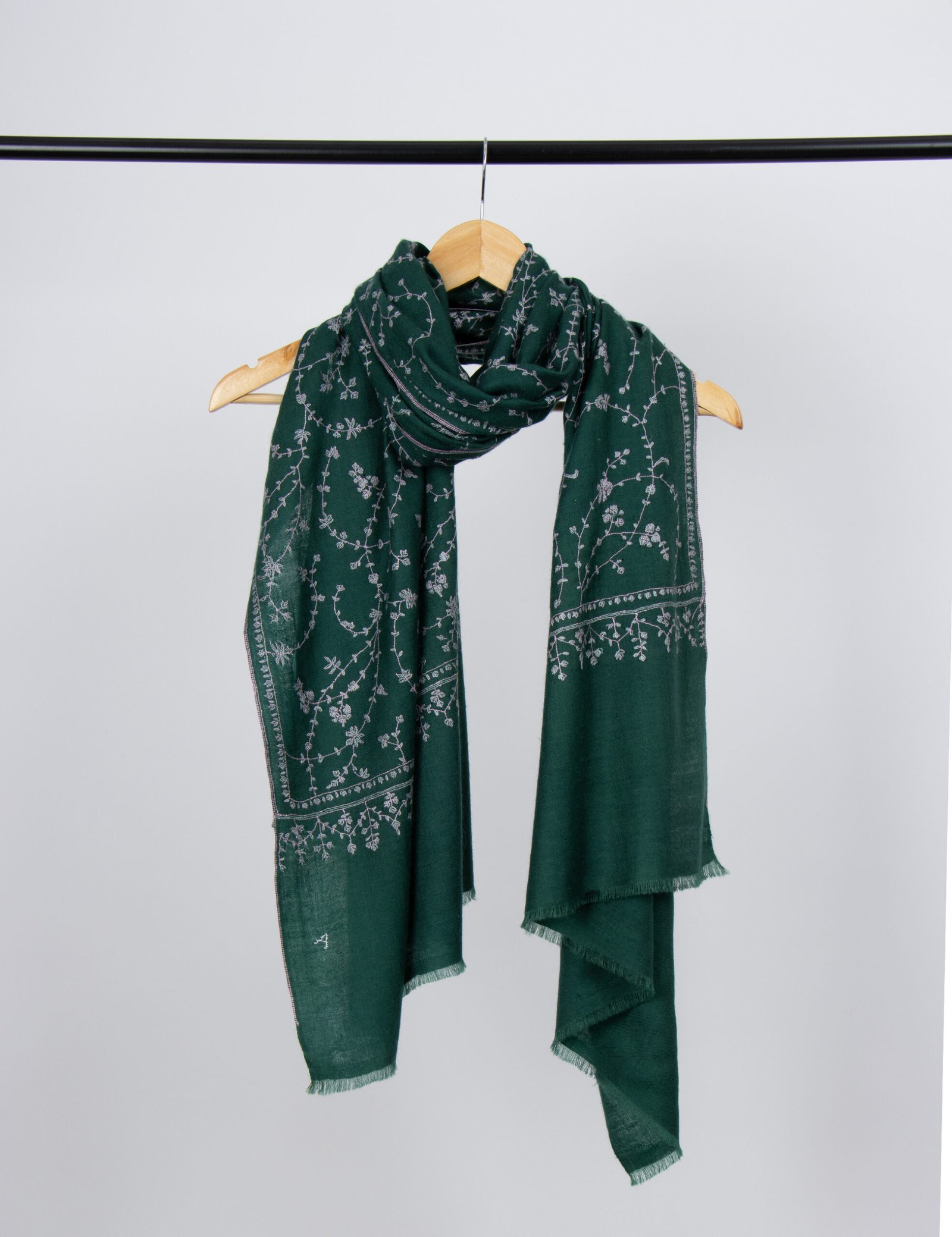 Green Hand Embroidered Kashmir Pashmina Shawl