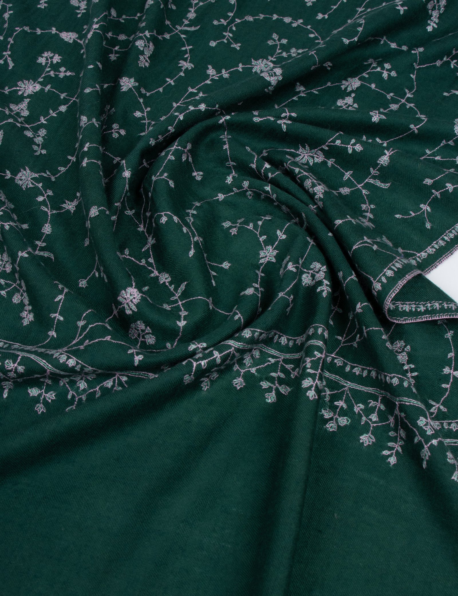 Green Hand Embroidered Kashmir Pashmina Shawl