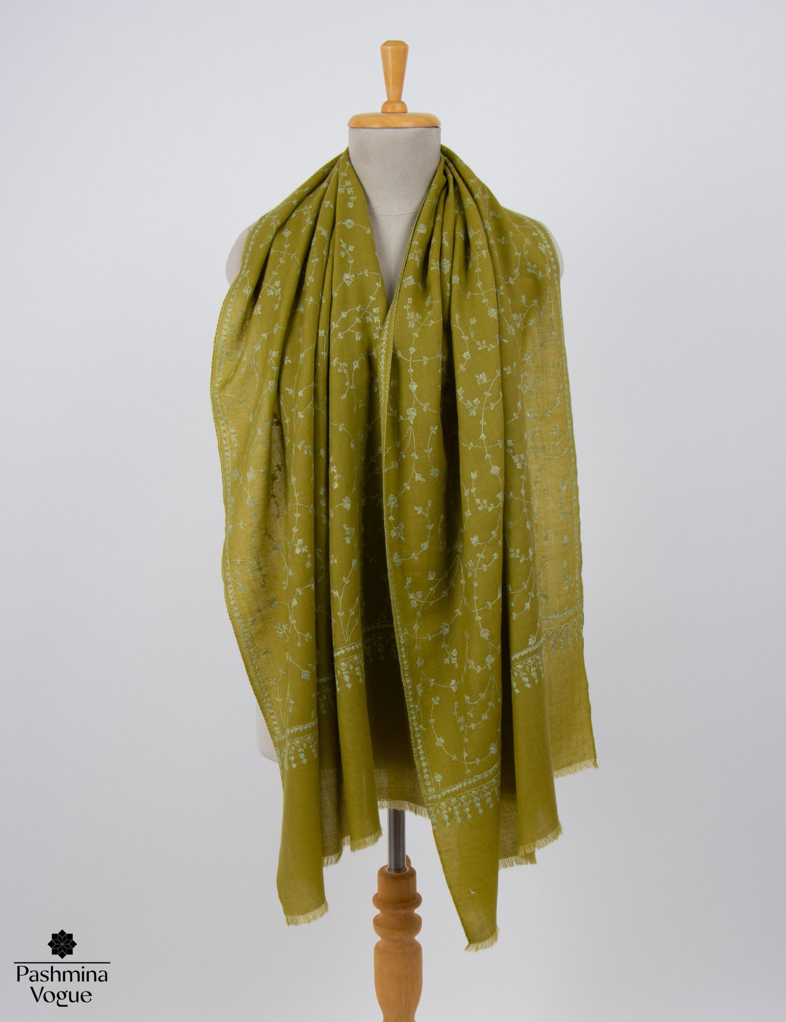 Kashmiri Sozni Shawl Lightweight Wrap | Hand Embroidered Wool