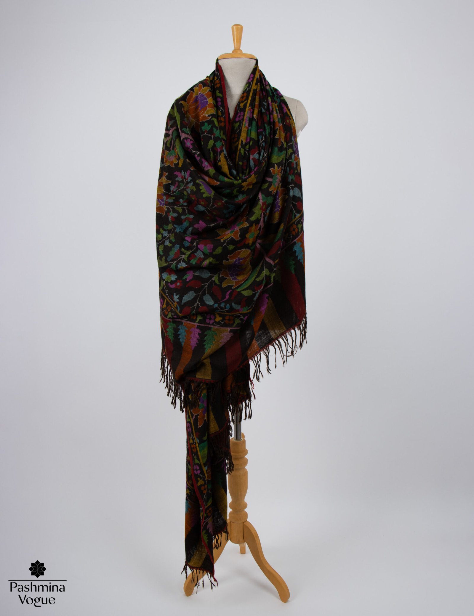 Black Kani Kashmiri Handwoven Pashmina Shawl