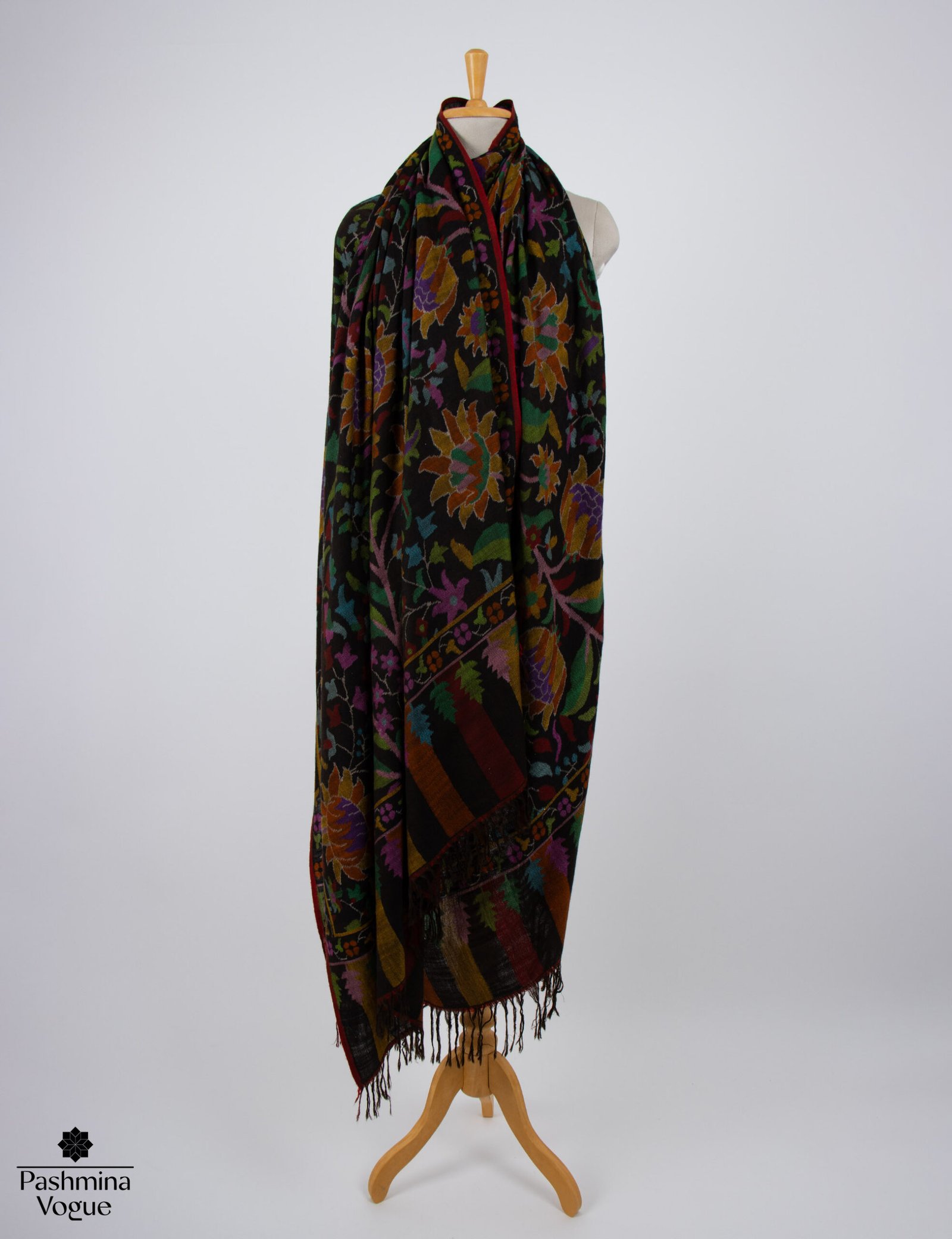 Black Kani Kashmiri Handwoven Pashmina Shawl