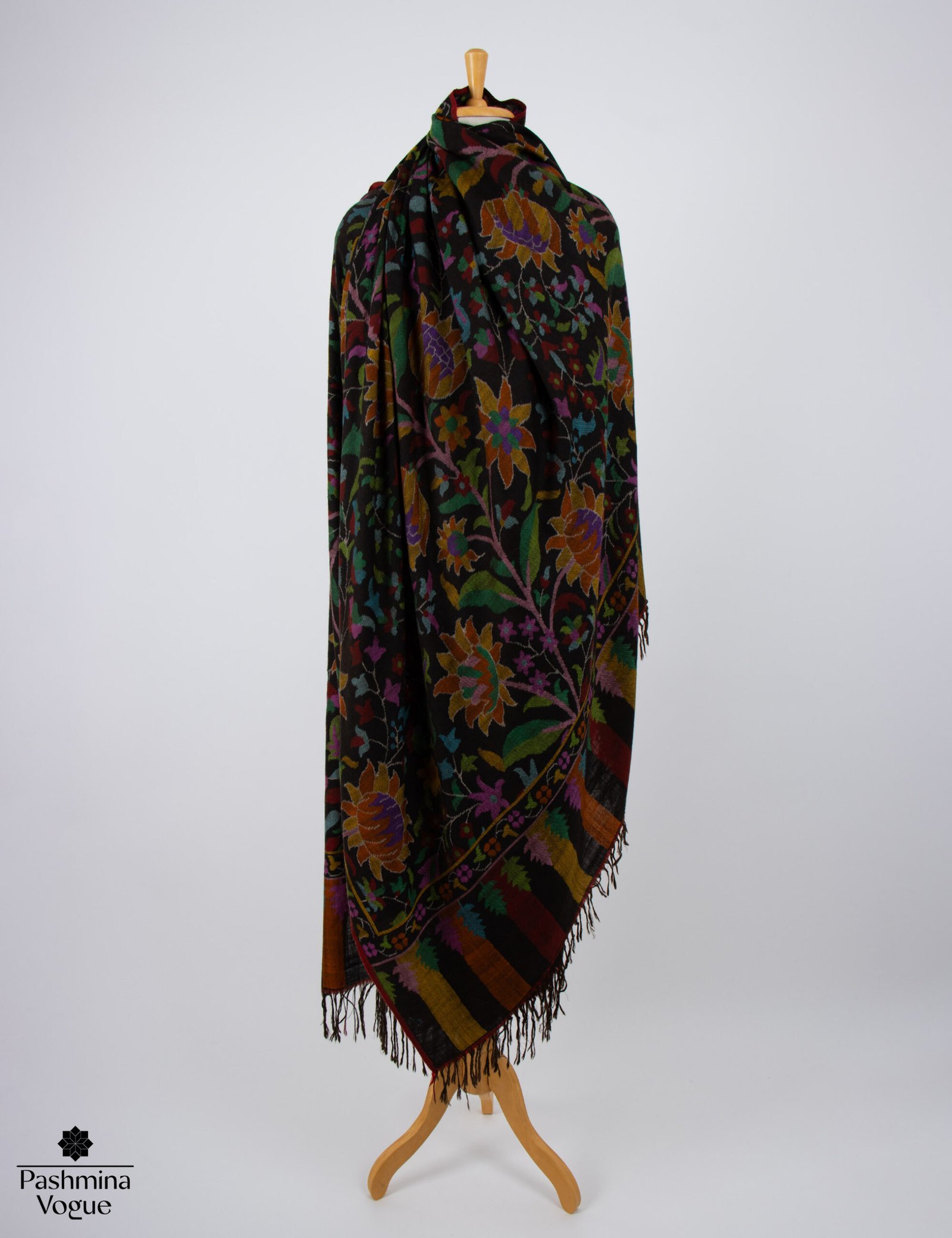 Black Kani Kashmiri Handwoven Pashmina Shawl
