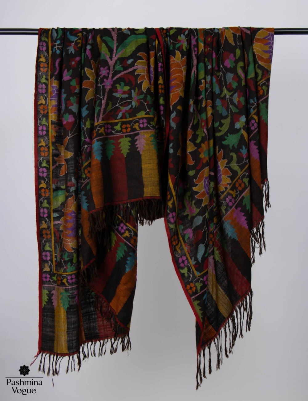 Black Kani Kashmiri Handwoven Pashmina Shawl