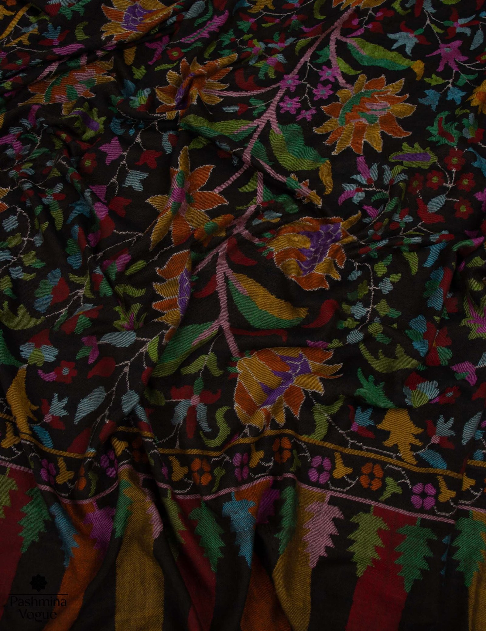 Black Kani Kashmiri Handwoven Pashmina Shawl