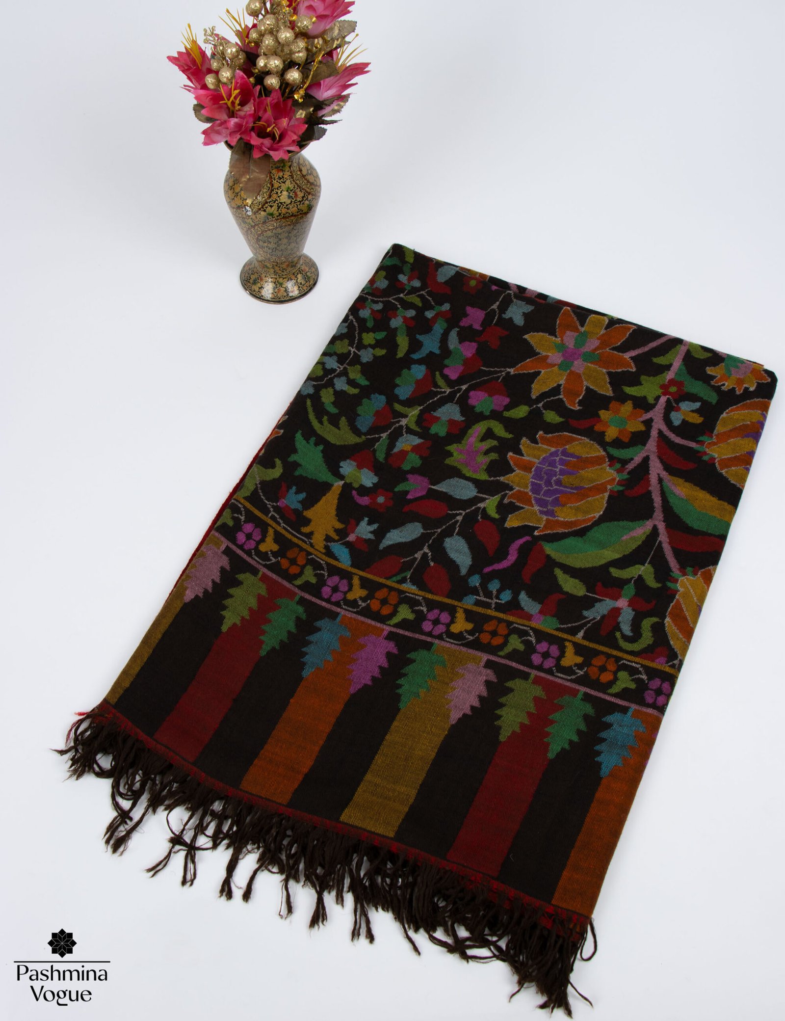 Black Kani Kashmiri Handwoven Pashmina Shawl