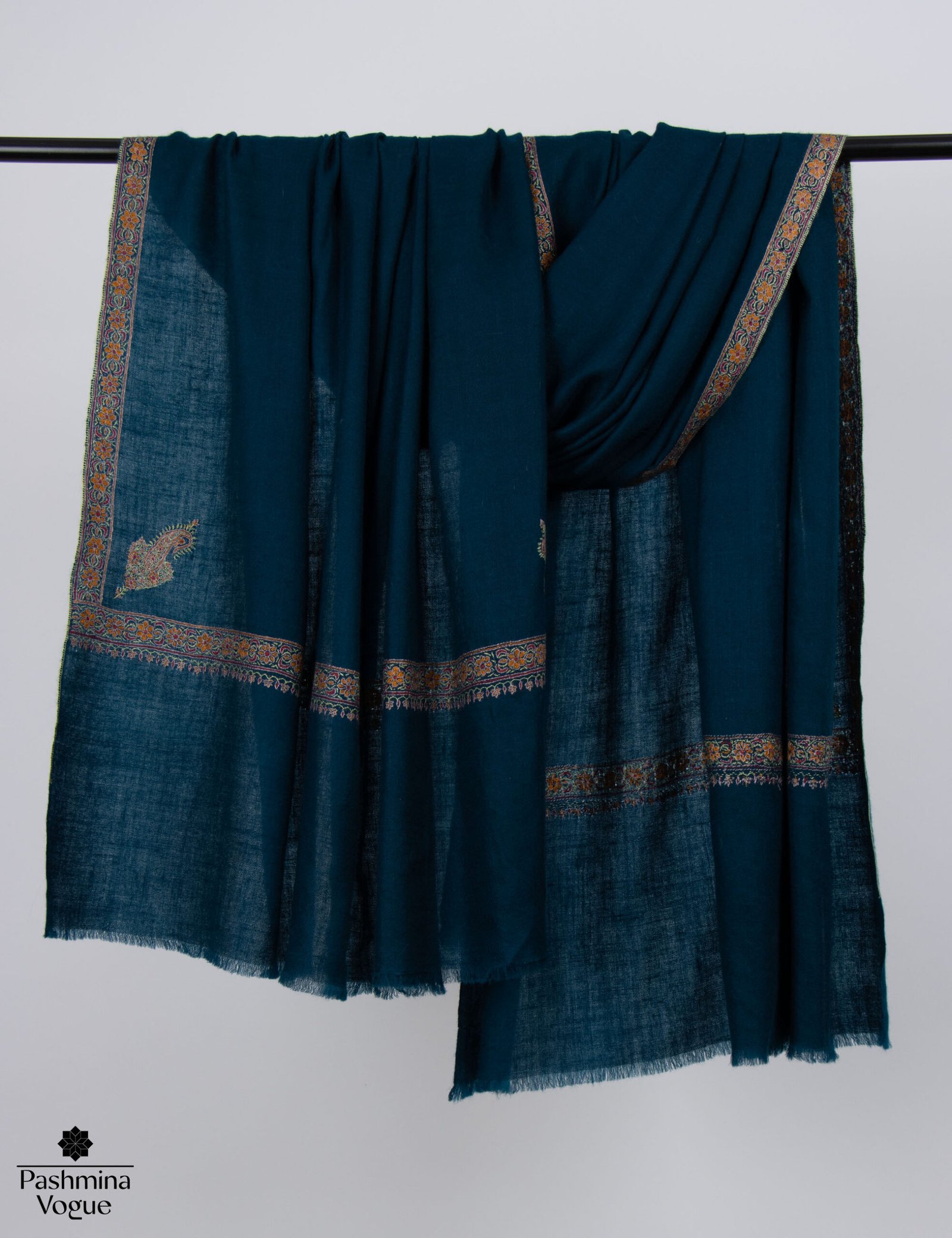 Blue Kashmiri Pashmina Shawl Handwoven Pure Pashmina Shawl