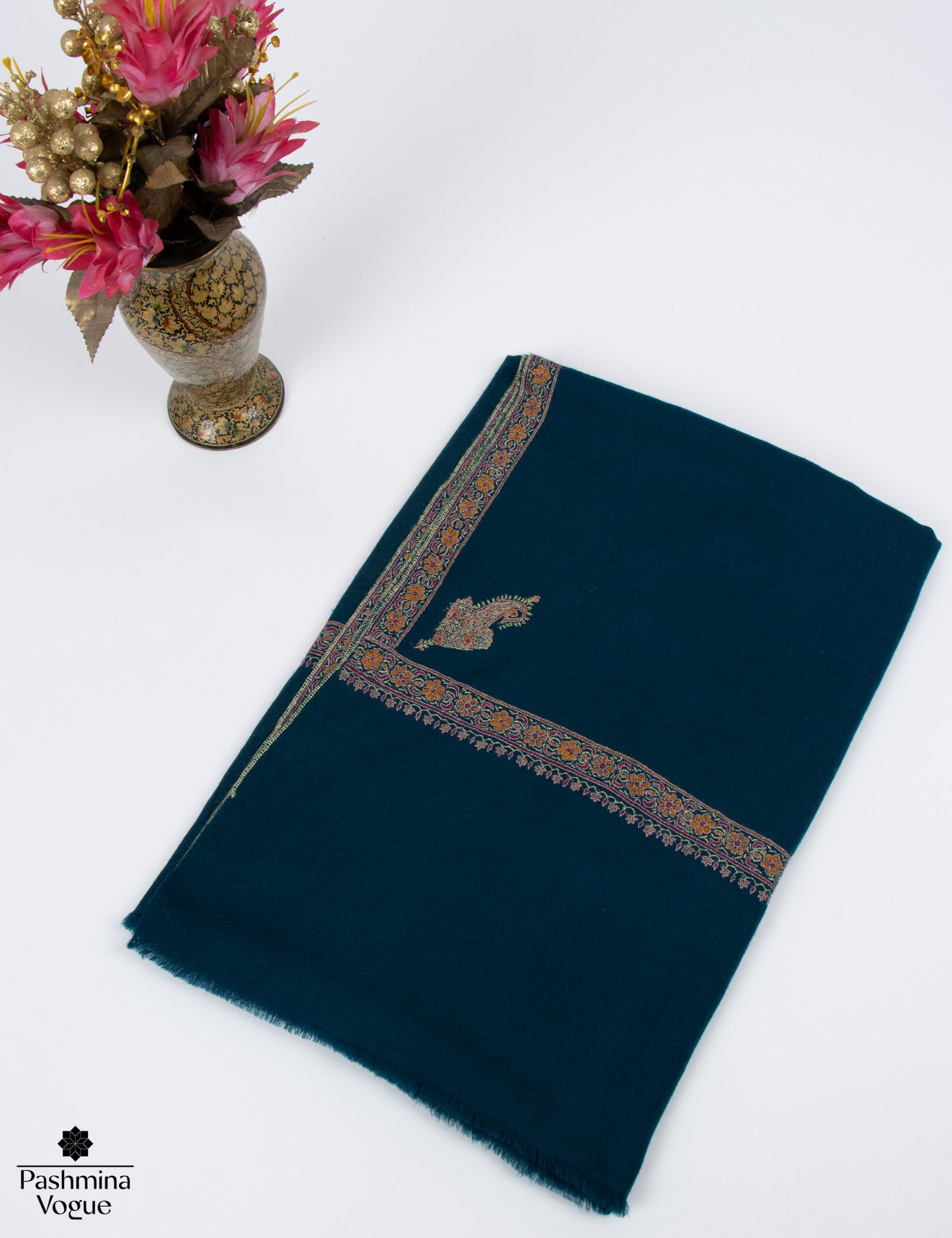 Blue Kashmiri Pashmina Shawl Handwoven Pure Pashmina Shawl