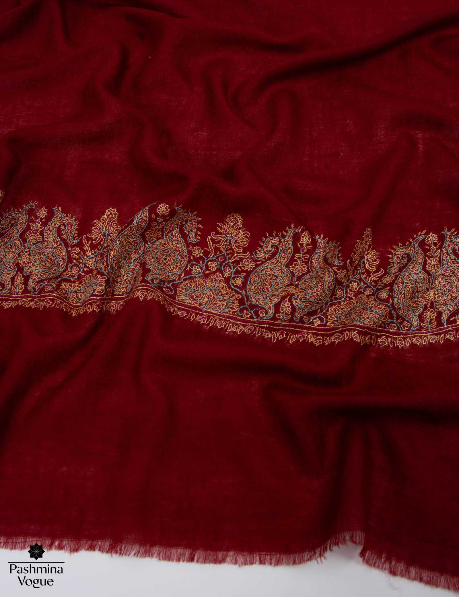 Handmade Sozni Embroidered Pashmina Shawl Wedding Wrap
