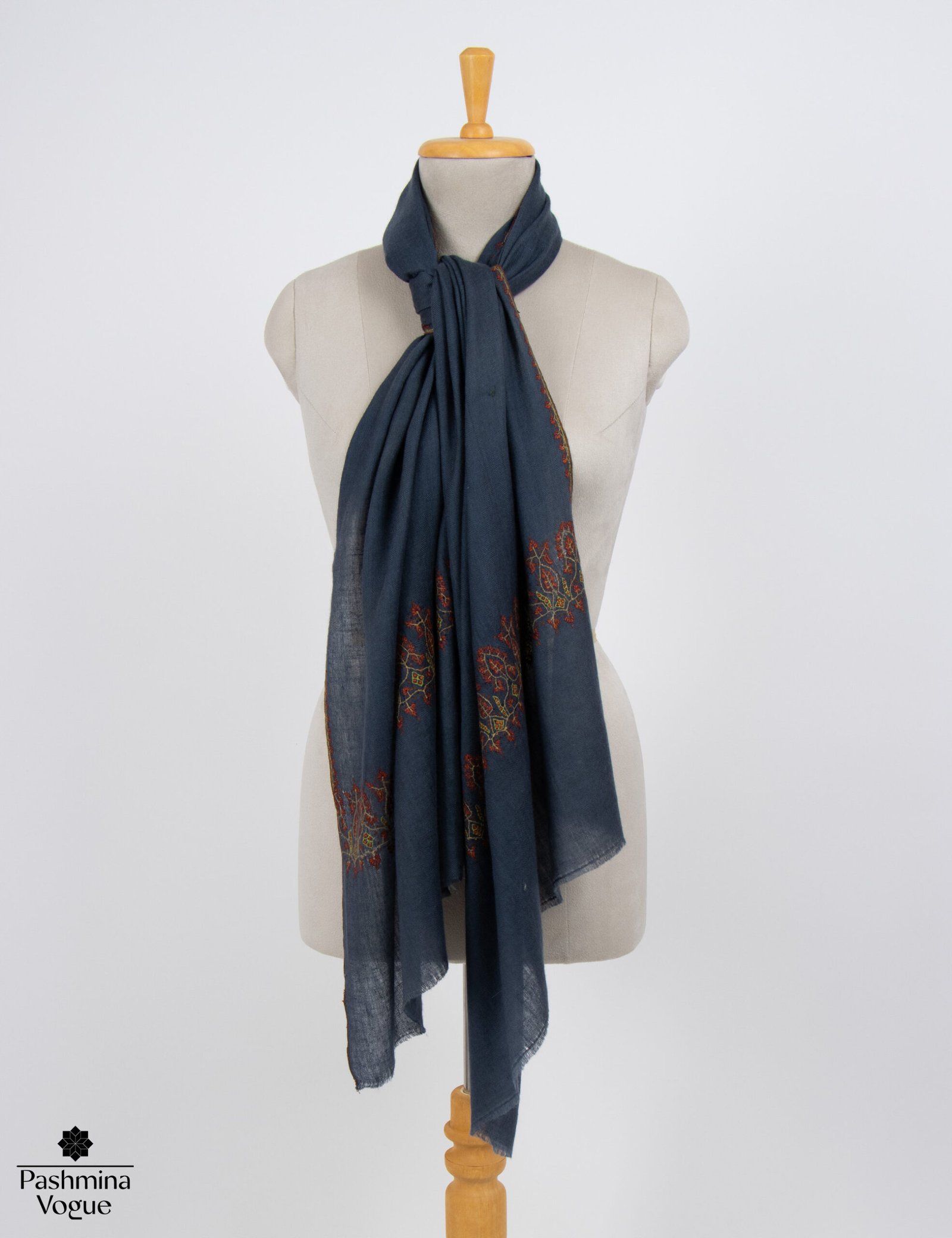 Embroidered Pashmina Shawl | Kashmiri Sozni Needle Work Wrap