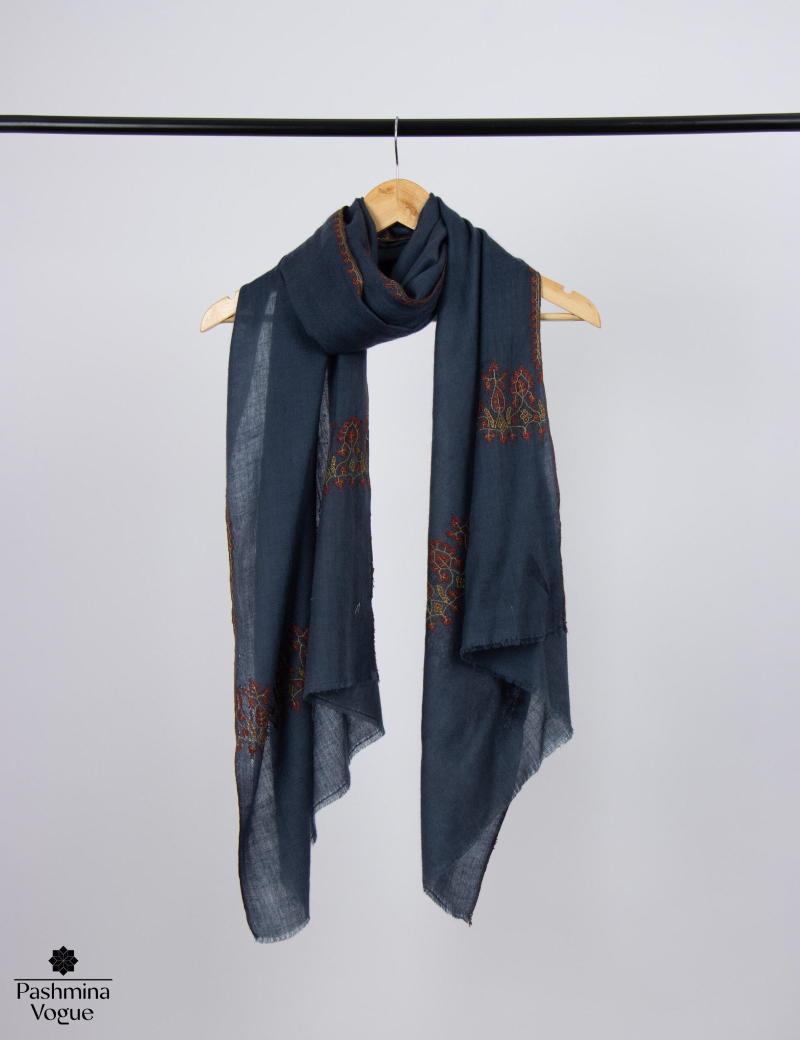 Embroidered Pashmina Shawl | Kashmiri Sozni Needle Work Wrap
