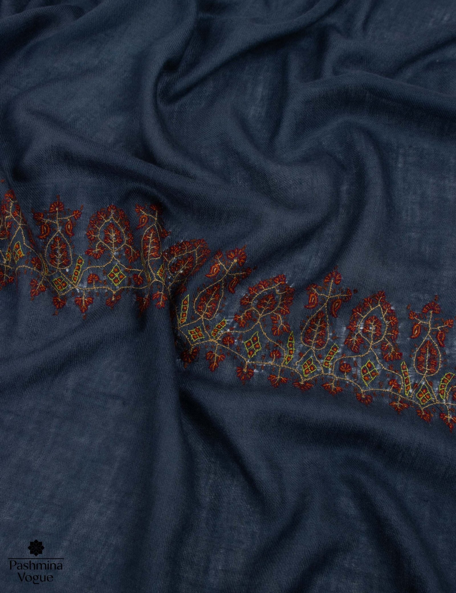 Embroidered Pashmina Shawl | Kashmiri Sozni Needle Work Wrap
