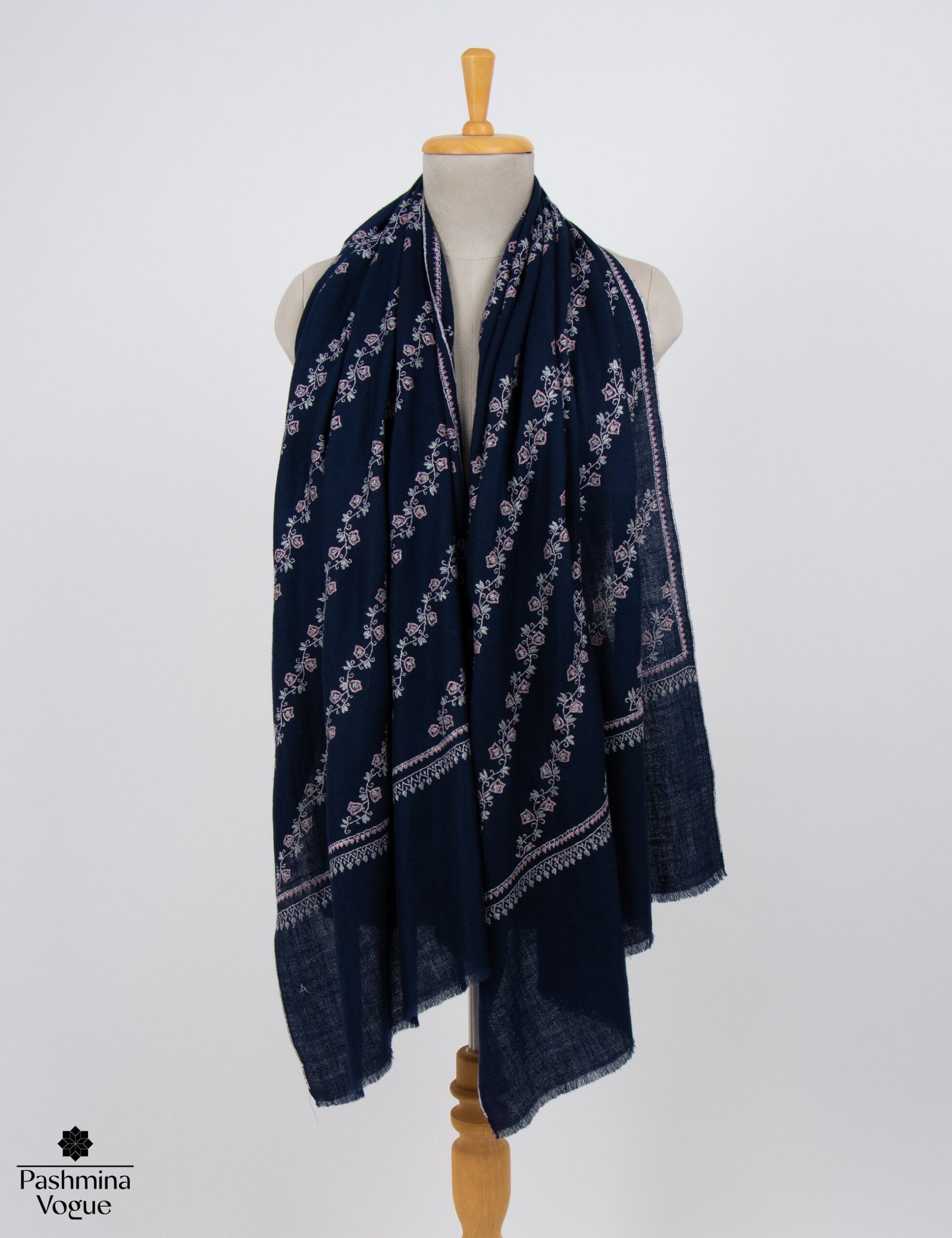Kashmiri Sozni Pashmina Shawl Hand-Embroidered Heirloom Stole