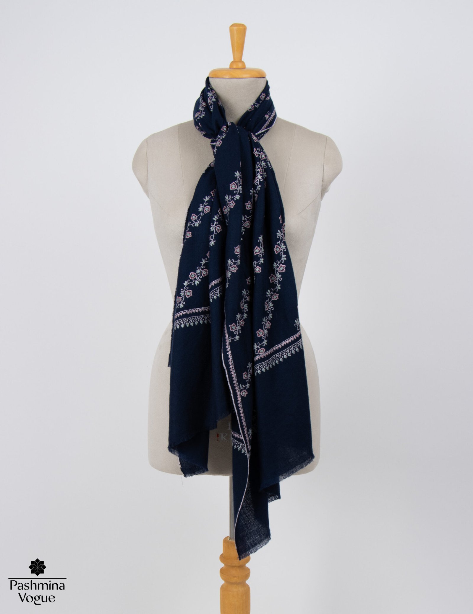 Kashmiri Sozni Pashmina Shawl Hand-Embroidered Heirloom Stole